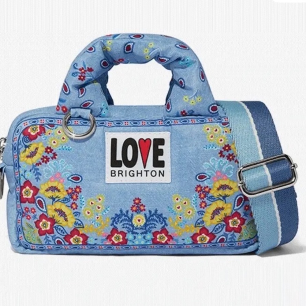 Brighton LOVE Light Blue Floral Crossbody Bag